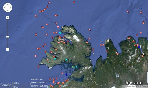 There are over 100 fishing boats working around the Westfjords this day!